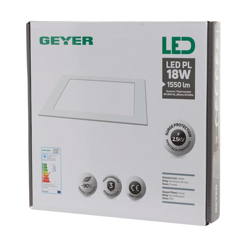 GEYER PL LED τετράγωνο 18W 4000K 1550lm 200x200mm
